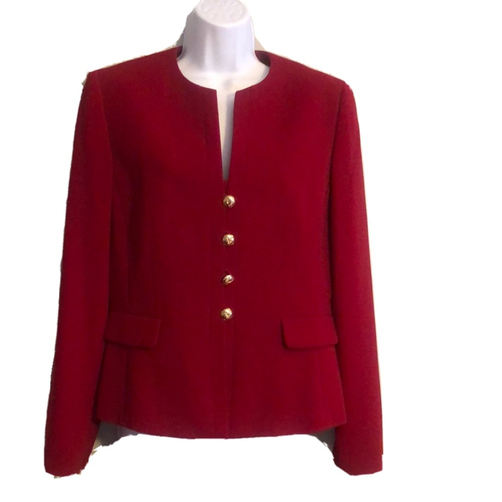 Tahari Red Blazer Suit Jacket Sz 8